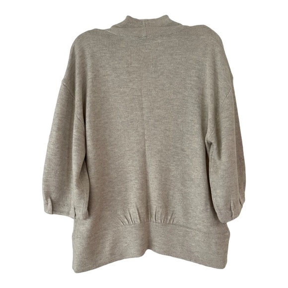 Ann Taylor LOFT Tan Brown Rabbit Hair Open Box Pleated CARDIGAN Sweater sz: MP - Picture 2 of 6